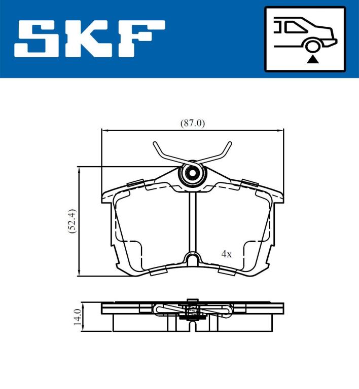 Jeu de 4 plaquettes de frein SKF ref. VKBP 90897 A